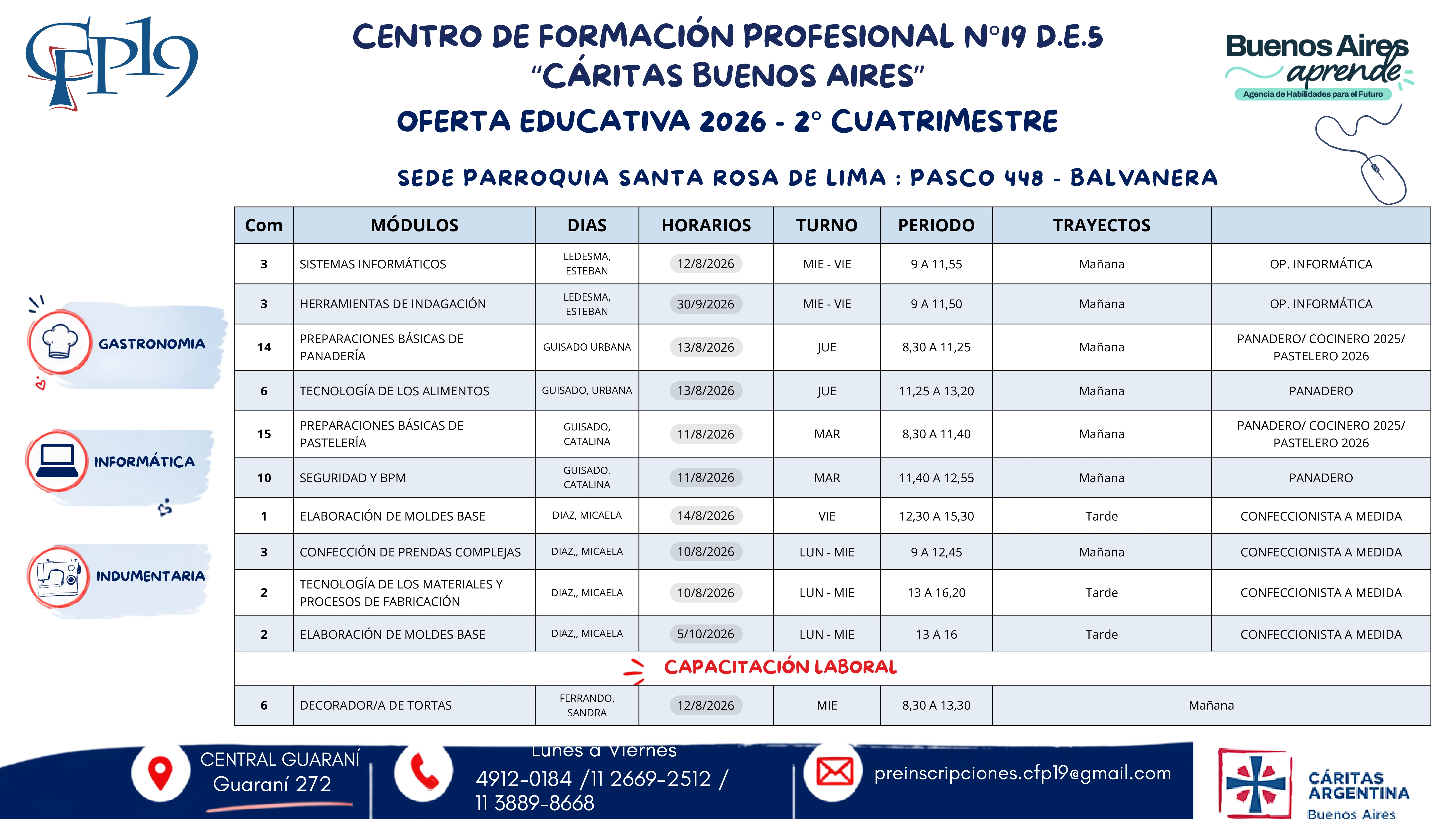 Cartilla de inscripción Santa Rosa de Lima